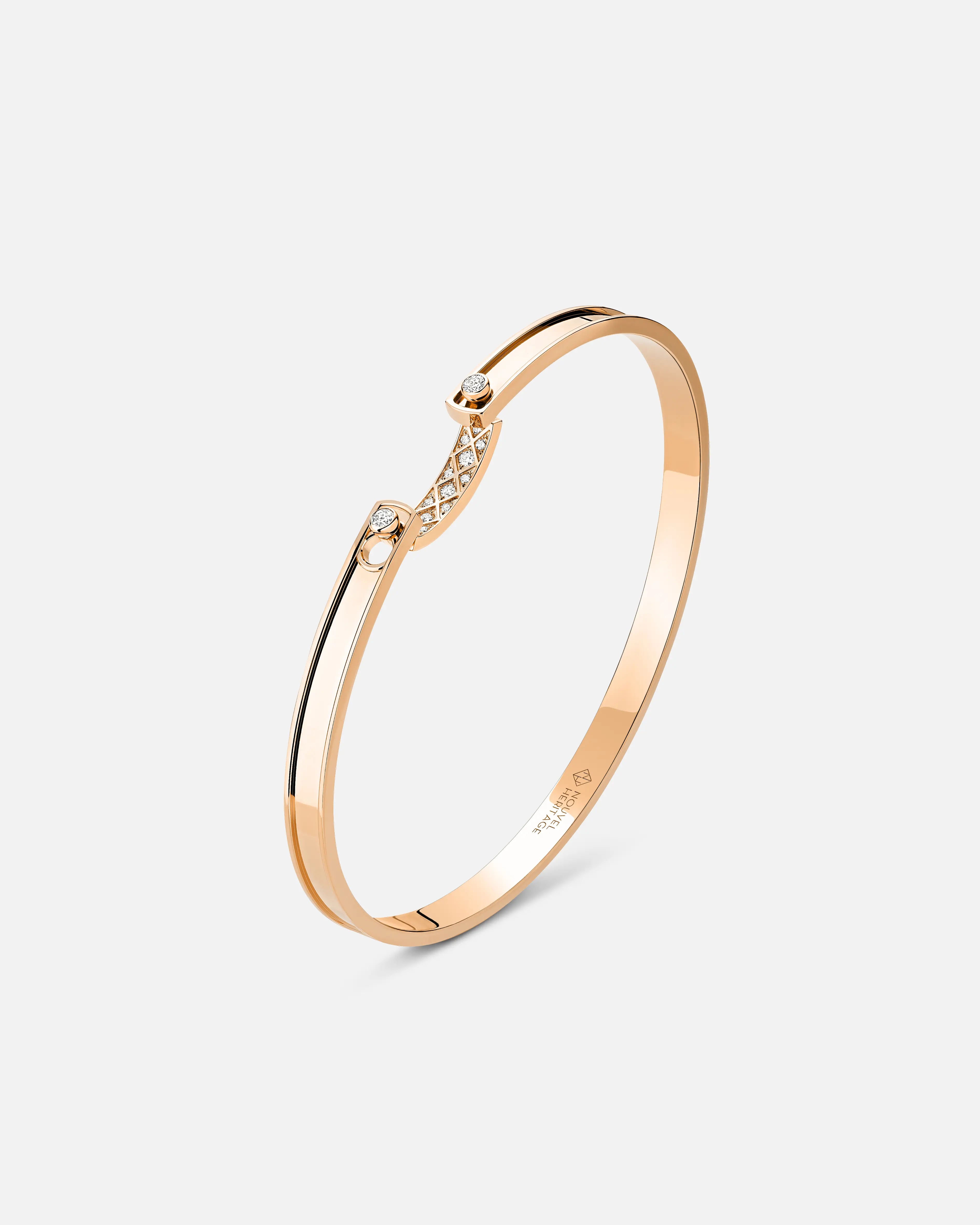 sterling silver braided ring Parisian Stroll Mood Bangle in Rose Gold