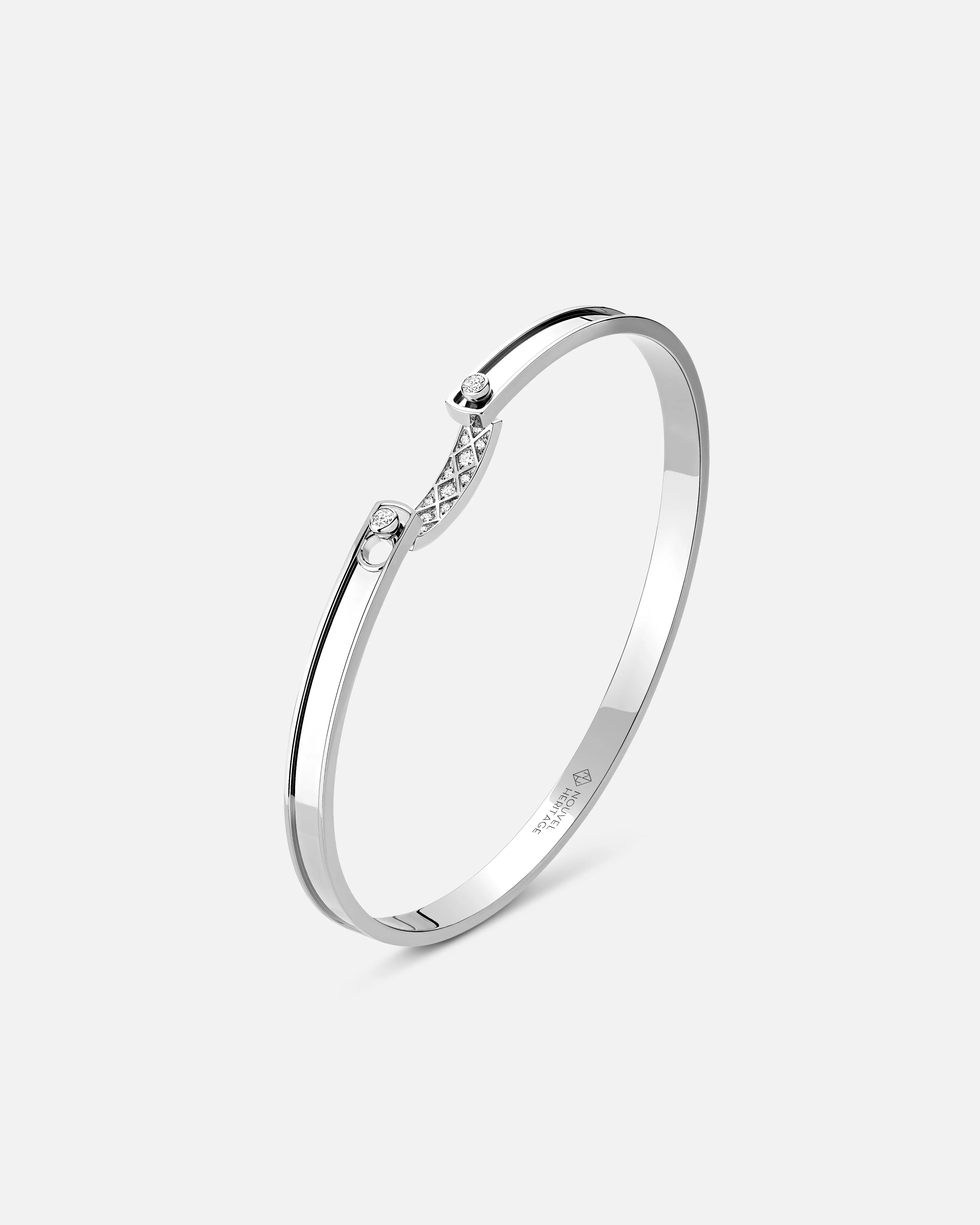 unique tribal silver ring Parisian Stroll Mood Bangle in White Gold
