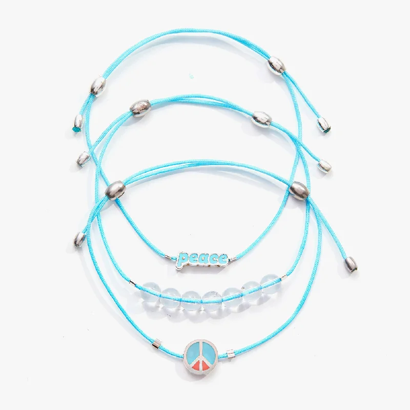 freshwater pearl drop earrings Peace Cord Bracelets, Set of 3