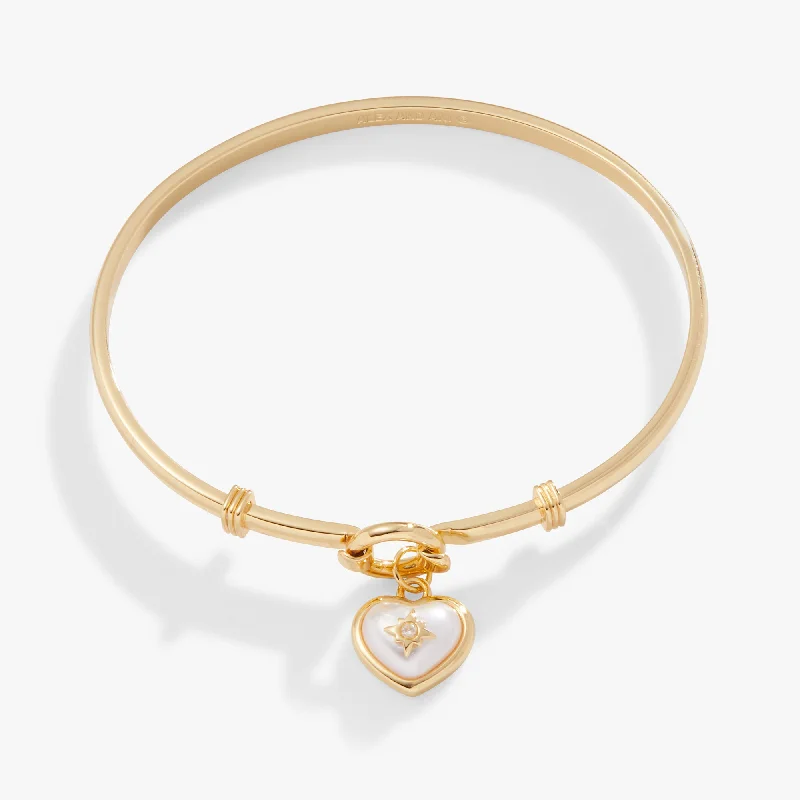 sterling silver dragonfly pendant Pearl Heart + Crystal Charm Clip Bangle