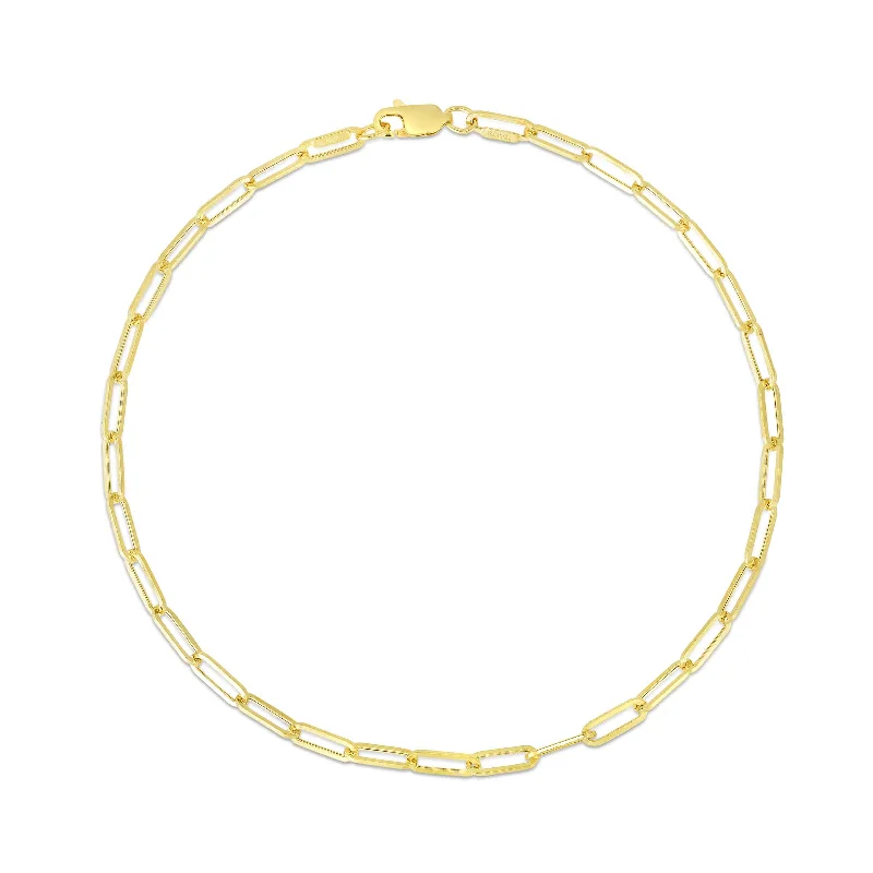 Petite Paperclip Links Bracelet, 7.25 Inches, 14K Yellow Gold