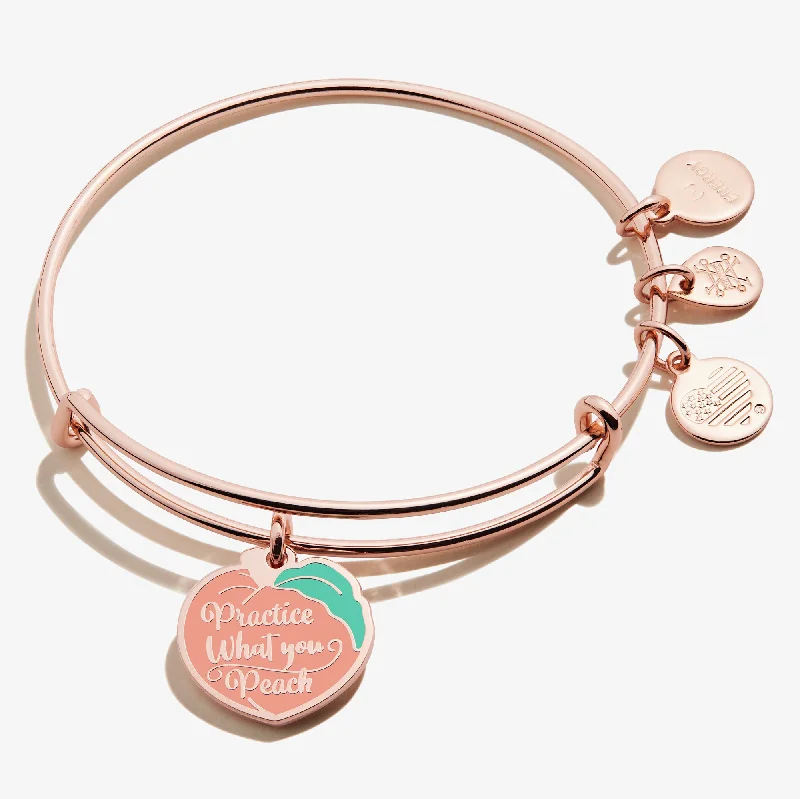custom engraved infinity necklace 'Practice What You Peach' Charm Bangle