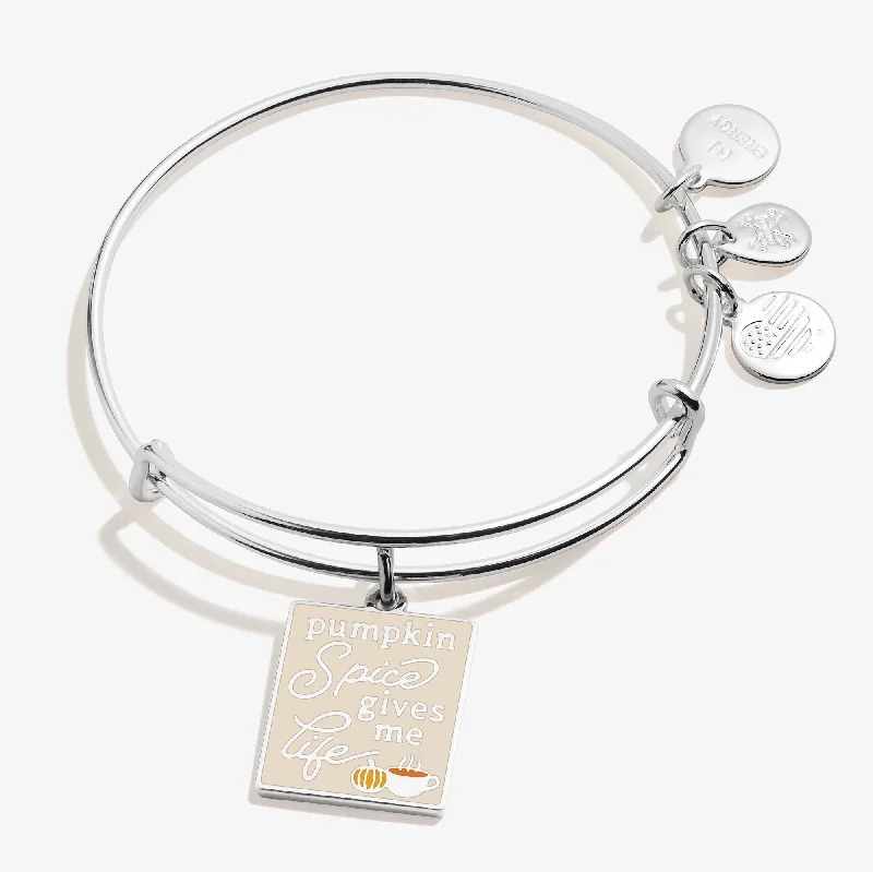 celestial sunburst ring gold 'Pumpkin Spice Gives Me Life' Charm Bangle Bracelet