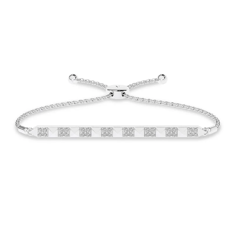 Pyramid Sequence Diamond Bolo Bracelet