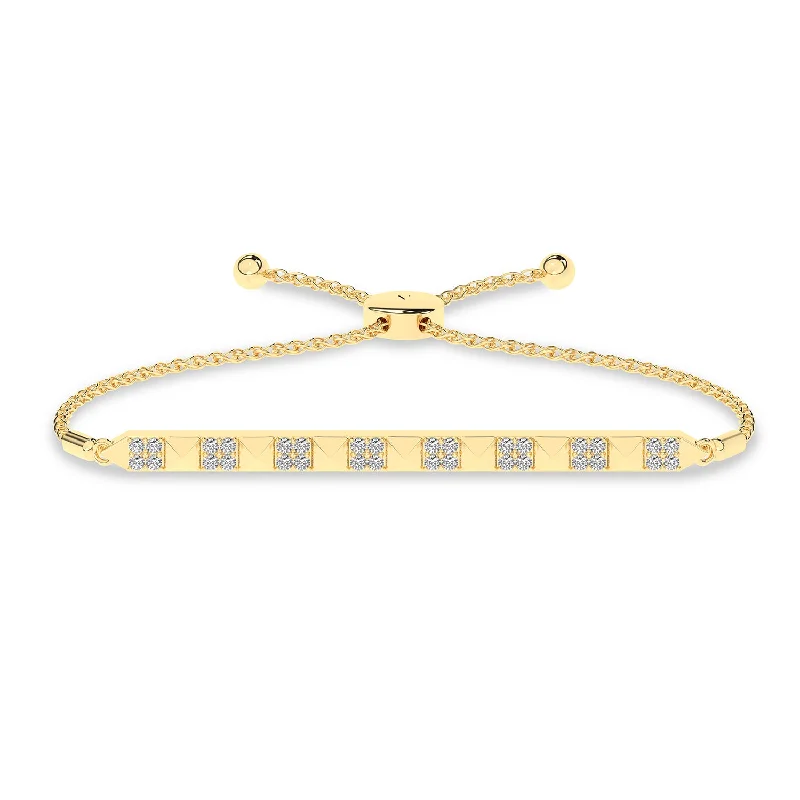 Pyramid Sequence Diamond Bolo Bracelet