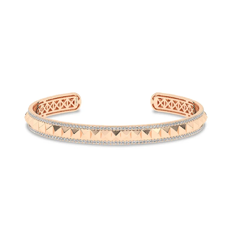 Pyramid Spiked Diamond Cuff Bracelet