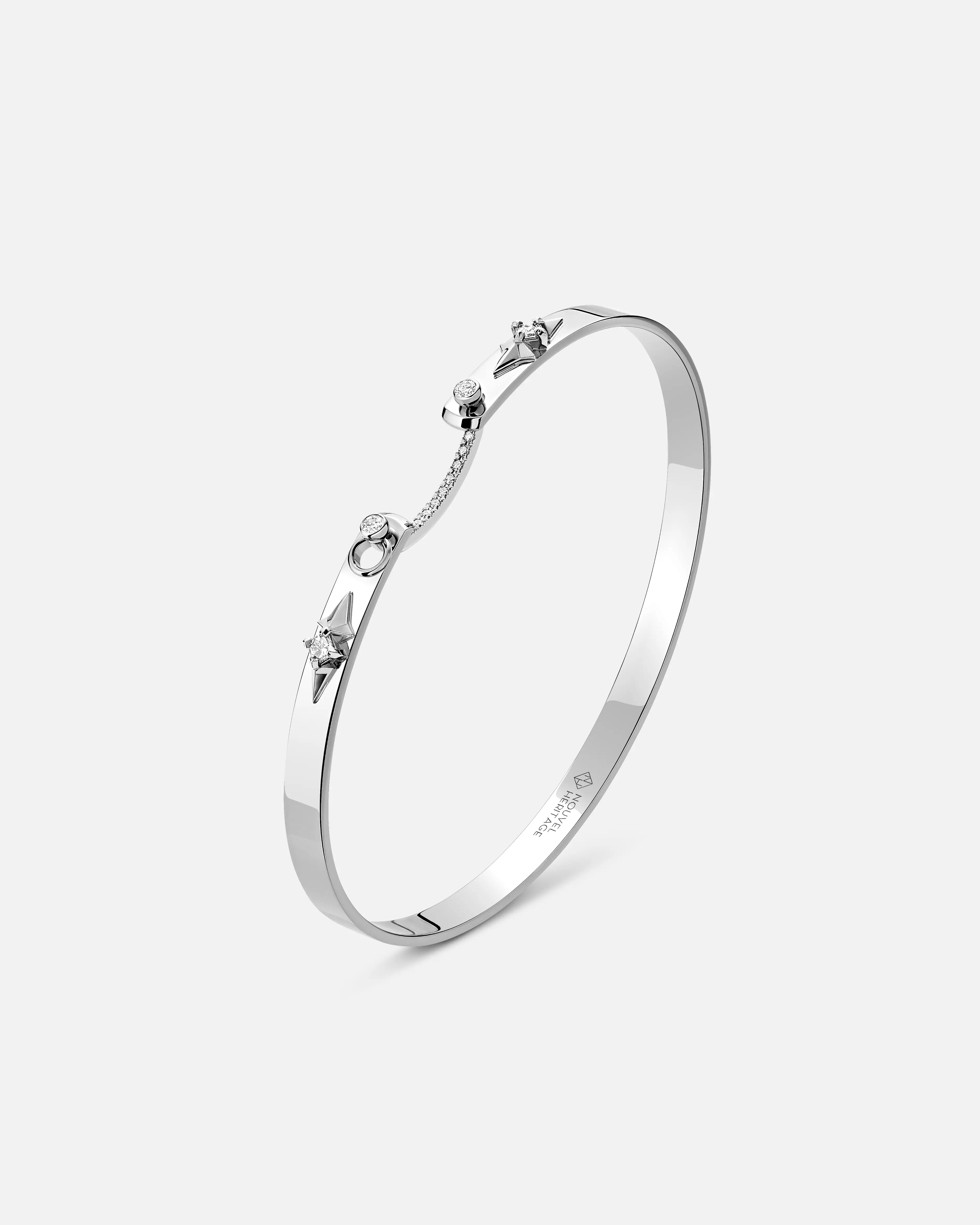 sparkling diamond drop earrings Reverie Mood Bangle in White Gold