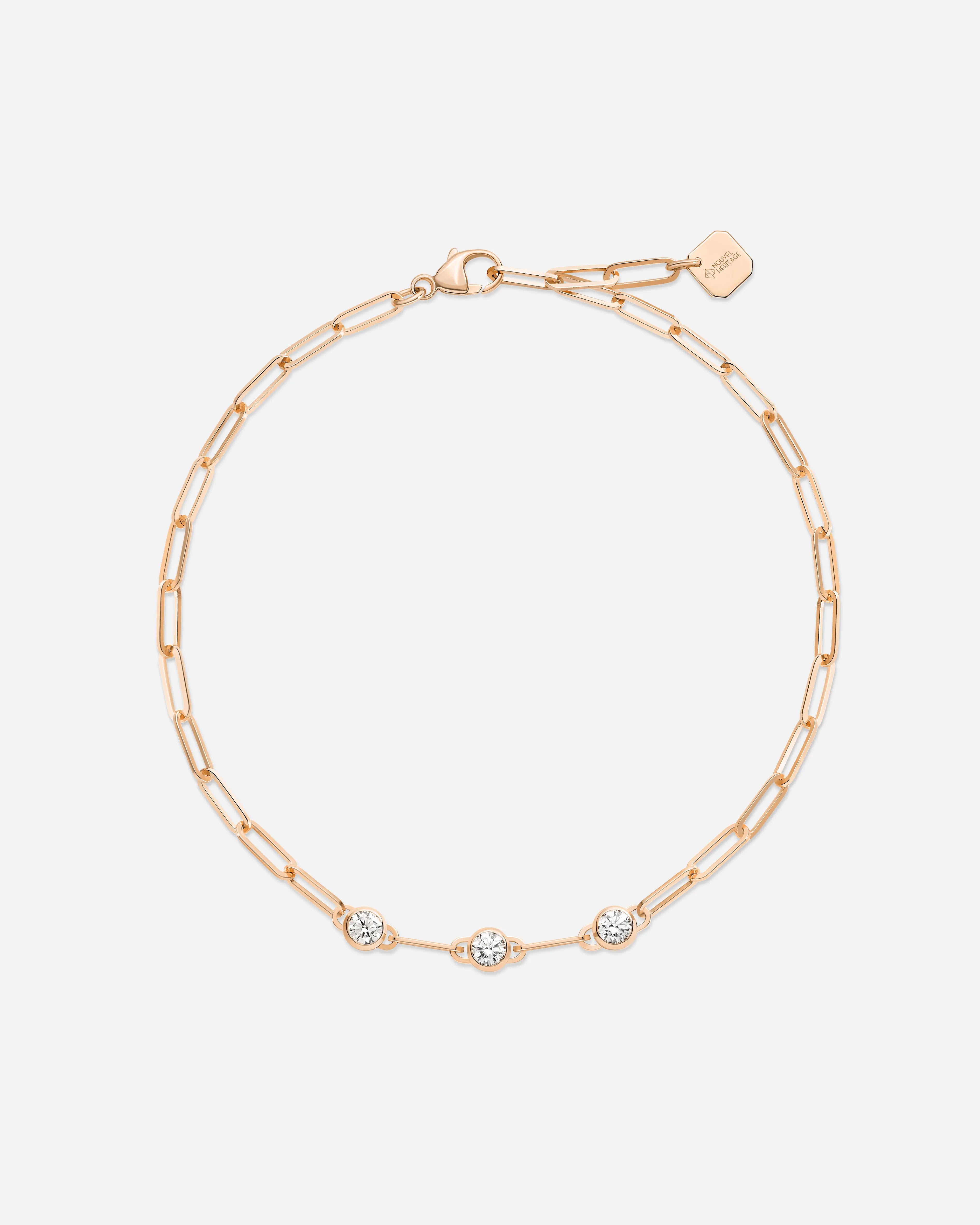 men’s leather and silver bracelet Round Trio Classics Bracelet in Rose Gold
