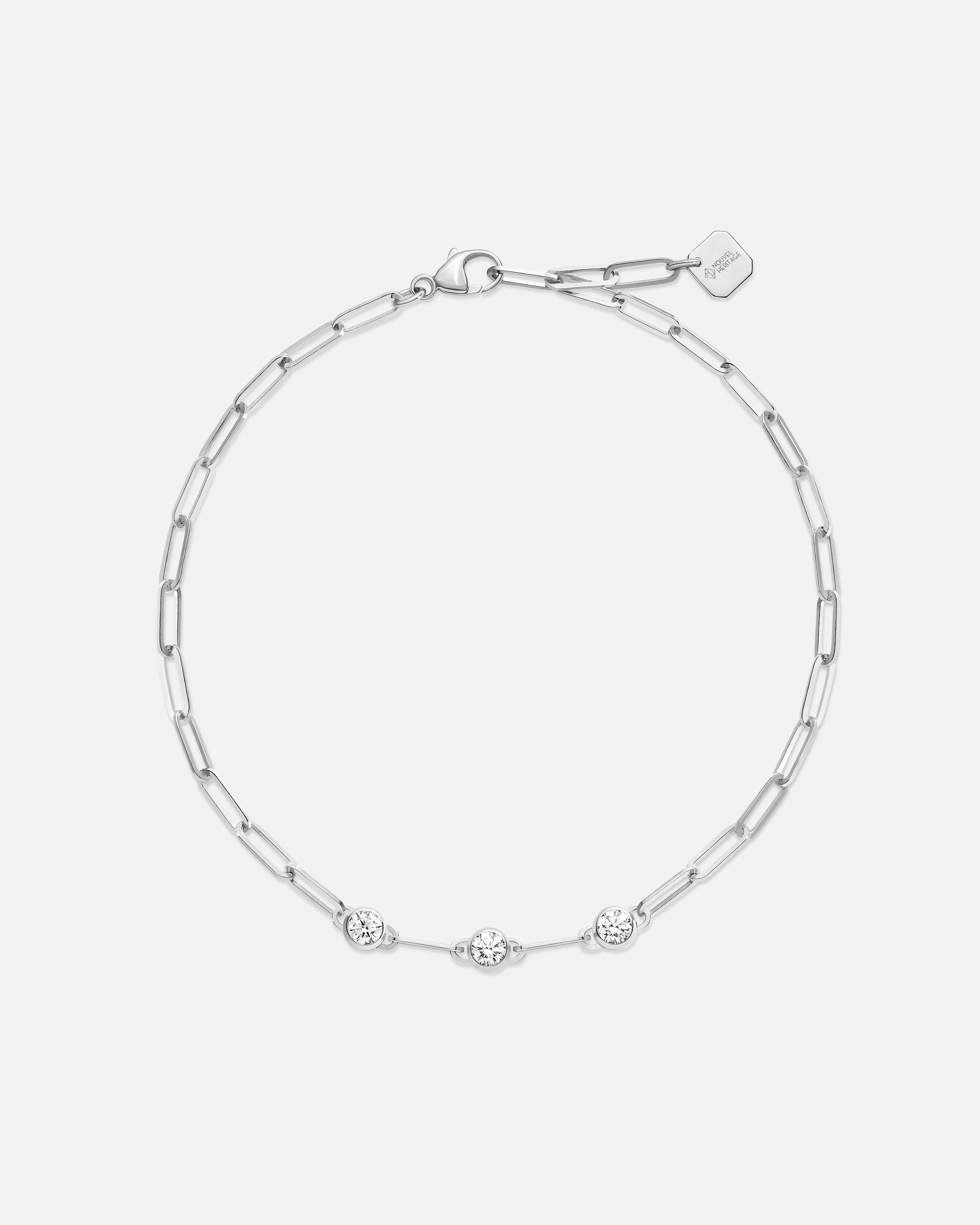 minimalist gemstone stud earrings Round Trio Classics Bracelet in White Gold