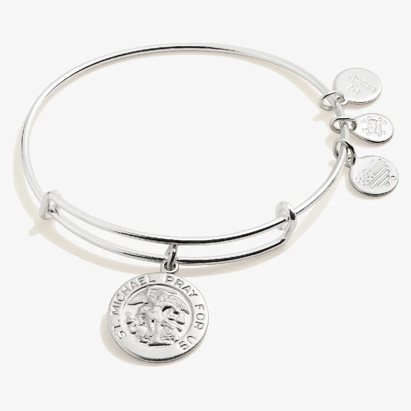 personalized engraved signet ring St. Michael Charm Bangle Bracelet