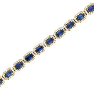 personalized couples ring engraved Sapphire and Diamond Bracelet