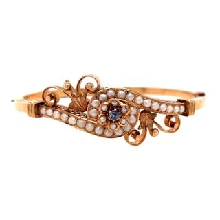 minimalist rose gold stacking rings SAPPHIRE AND PEARL BRACELET