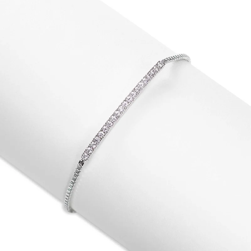 Single Row Cubic Zirconia Bolo Bracelet, Sterling Silver