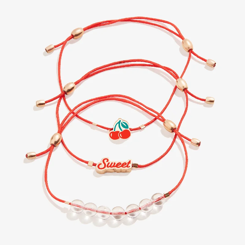 vintage art deco engagement ring So Sweet Cherry Cord Bracelets, Set of 3