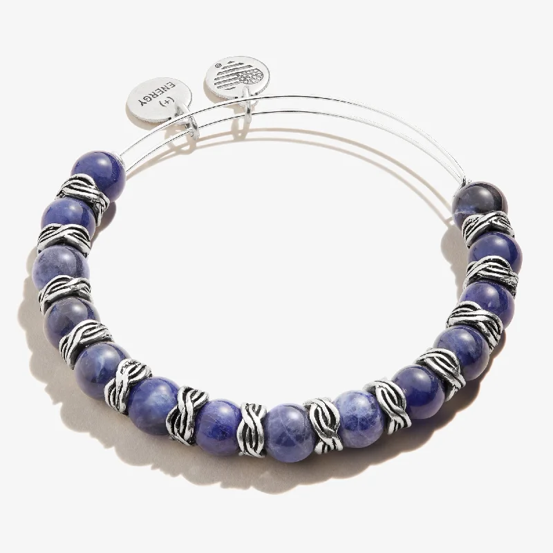 vintage-inspired gold locket Sodalite Beaded Bangle