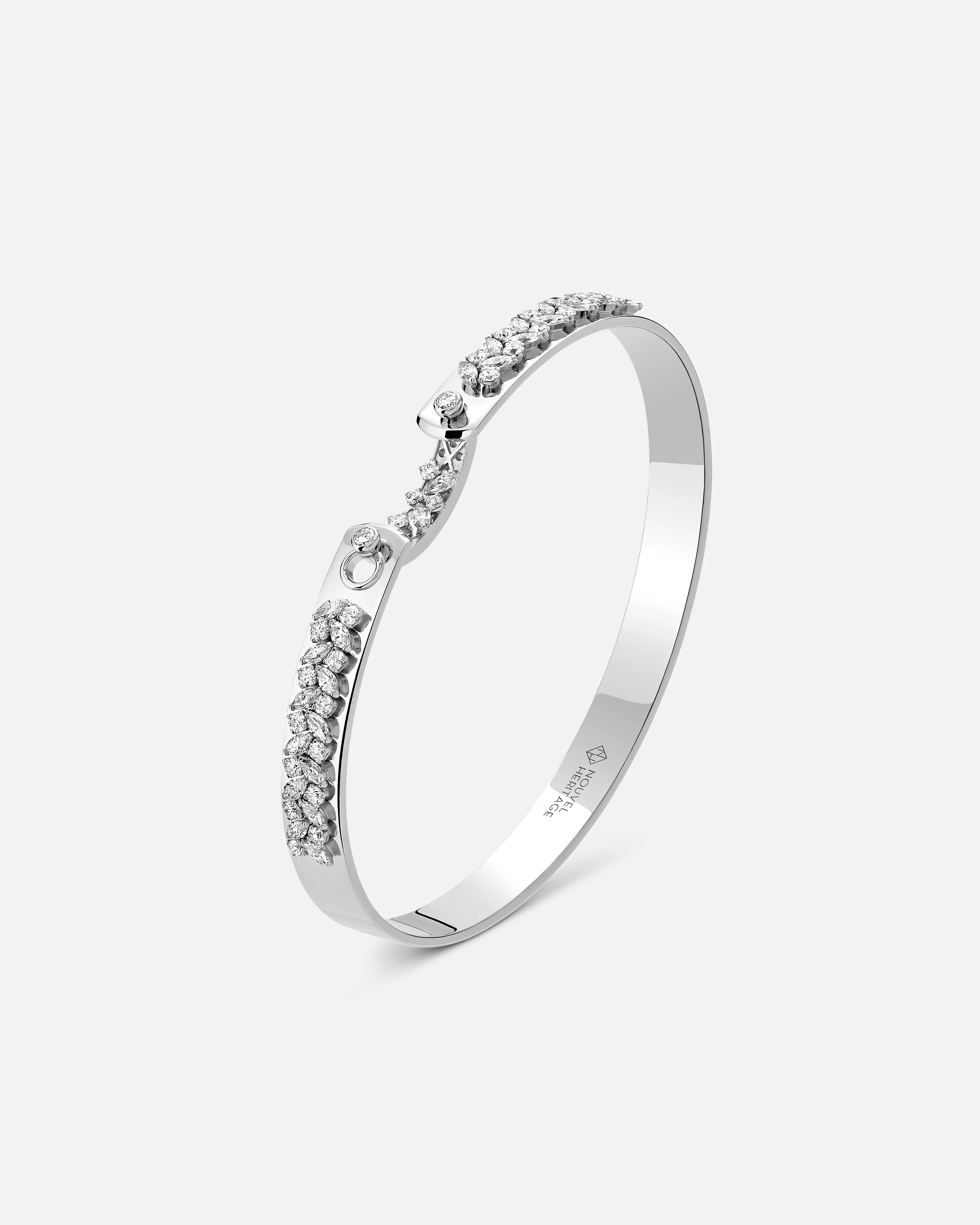 handmade antique silver bangle Soirée Mood Bangle in White Gold