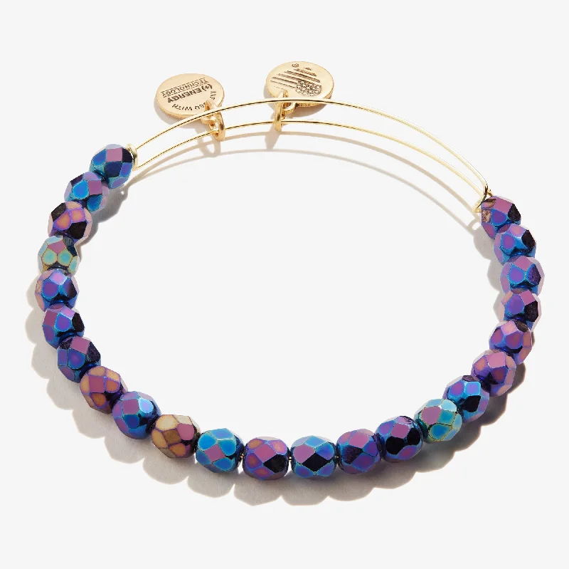adjustable silver cuff bracelet Solstice Beaded Bangle, Midnight