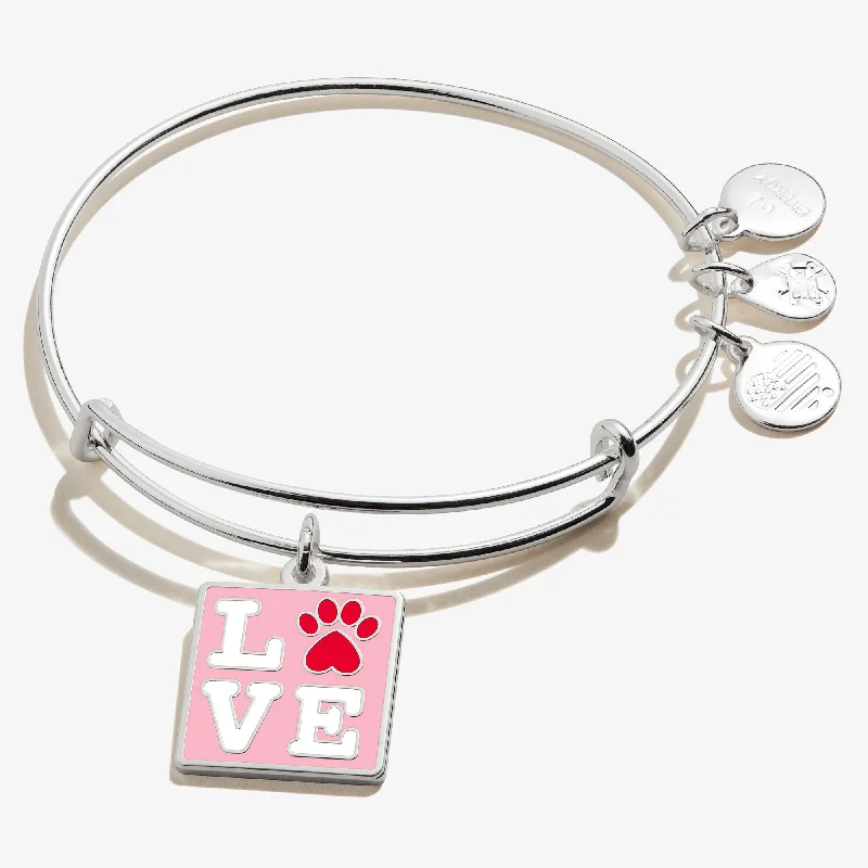 rose gold cartilage barbell Stamp of Love Paw Charm Bangle Bracelet