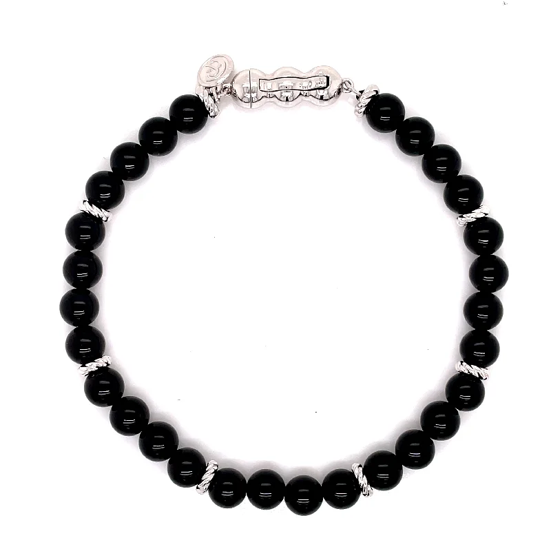 multi-gemstone eternity band STERLING SILVER BLACK ONYX BEAD BRACELET