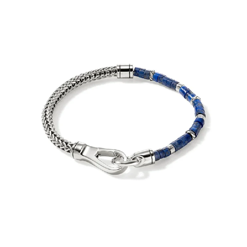 Sterling Silver Lapis Lazuli White 7.25 inch Bracelet