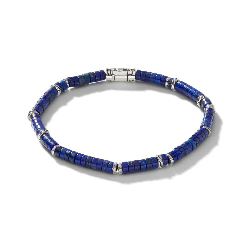 Sterling Silver Lapis Lazuli White 7.25 inch Bracelet