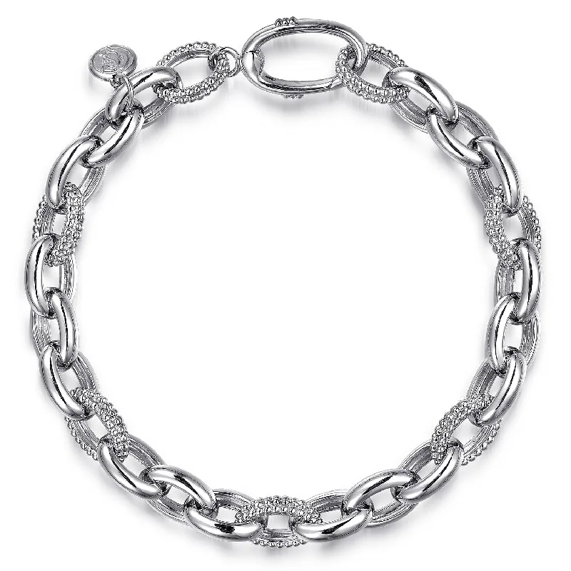 Sterling Silver Link Chain Tennis Bracelet Size 7.5