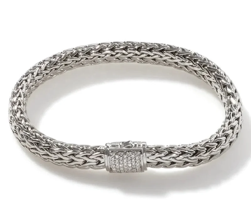 Sterling Silver Natural Diamond Icon Bracelet