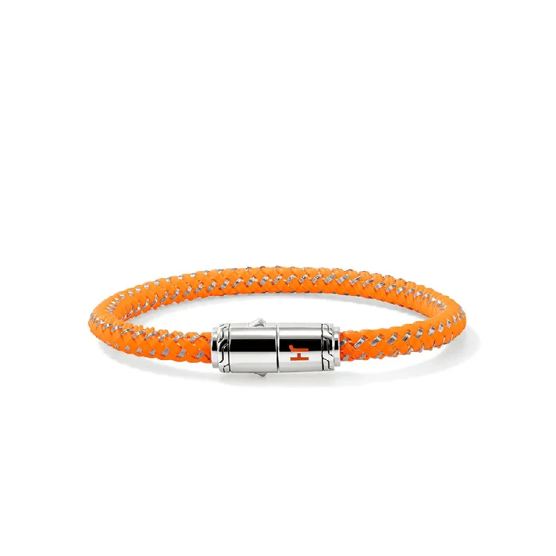 Sterling Silver ST and Orange Rubber 8 inch Bracelet