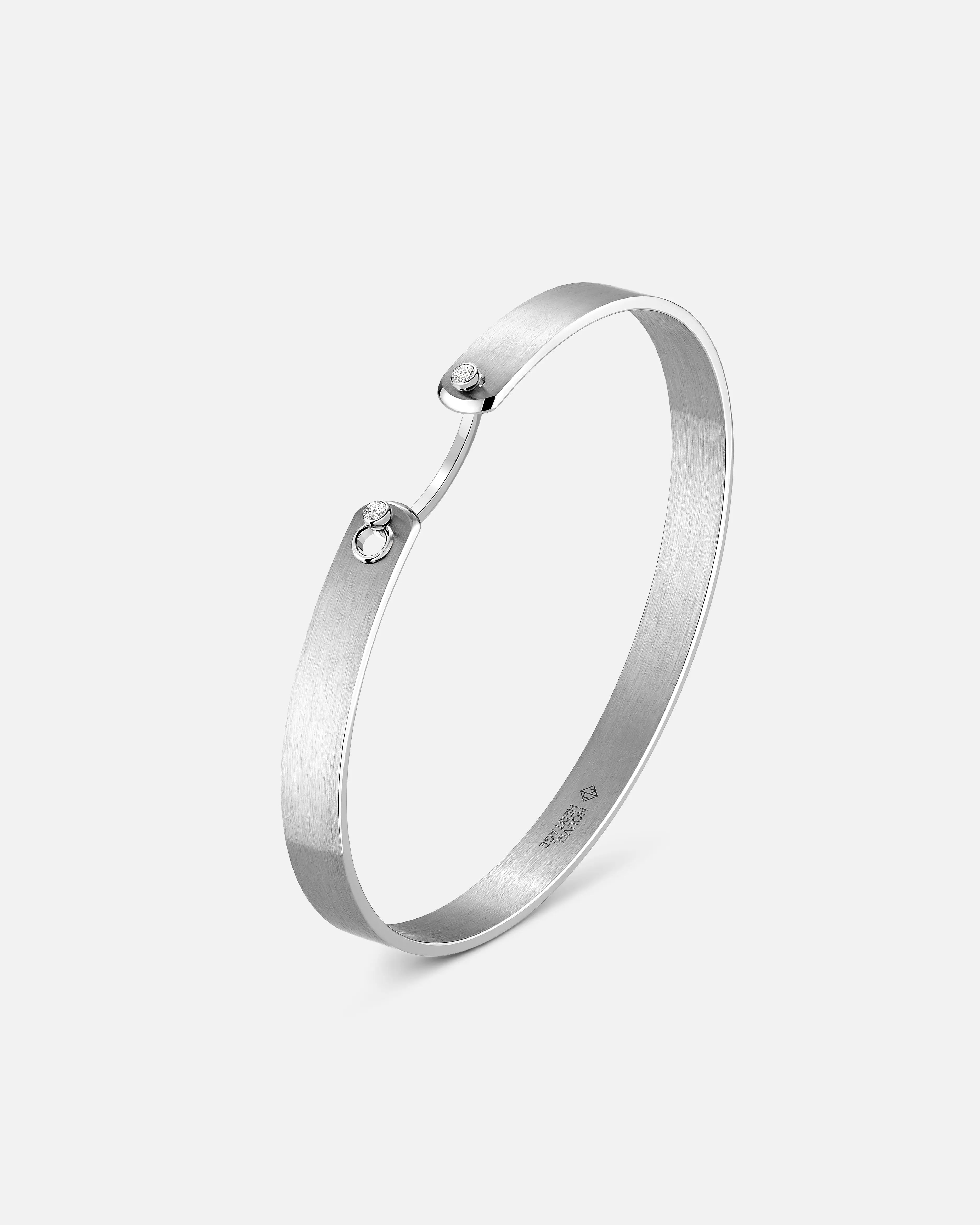 leather cuff bracelet men Paris From The Sky GM Mood Bangle in White Gold