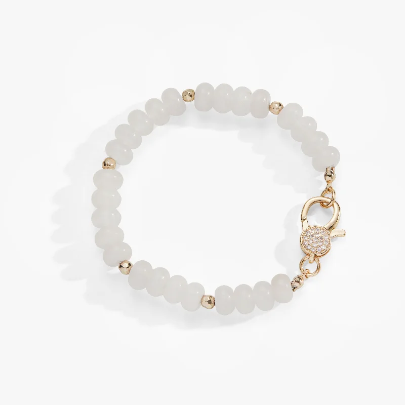 boho gemstone anklet White Jade Caribiner Bracelet
