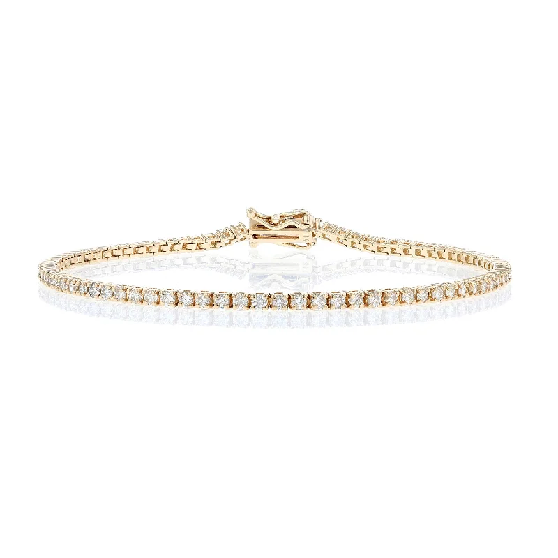 Yellow Gold Two Carat Diamond Tennis Bracelet