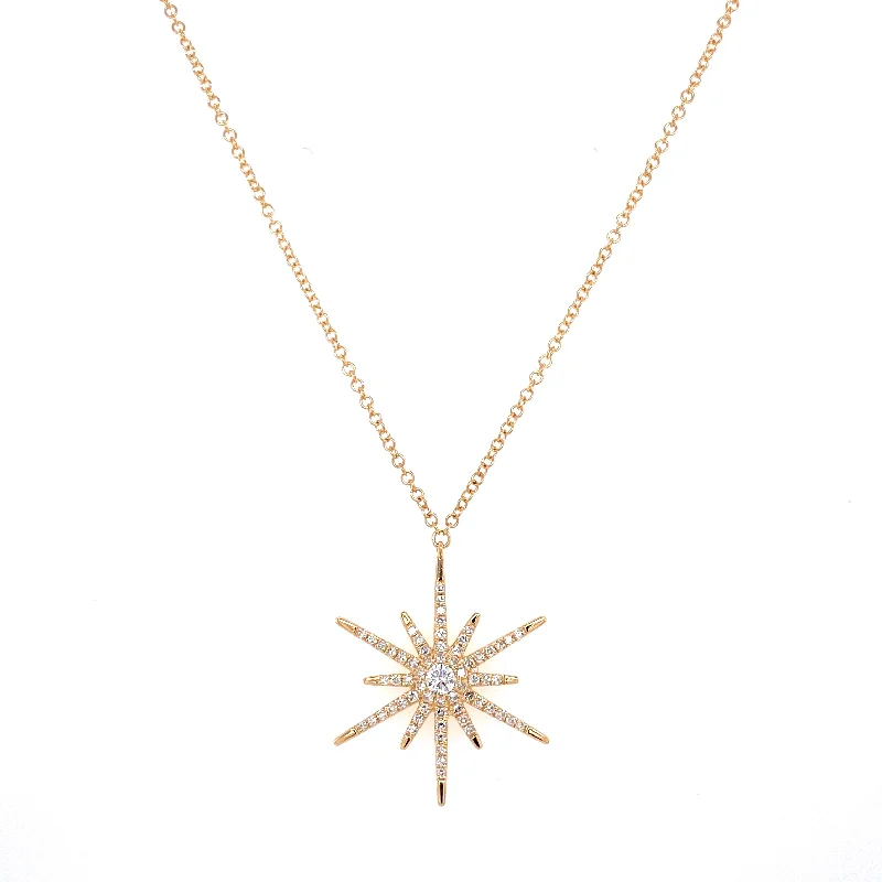 aquamarine birthstone necklace March 14K Yellow Gold Diamond Shinning Star Necklace