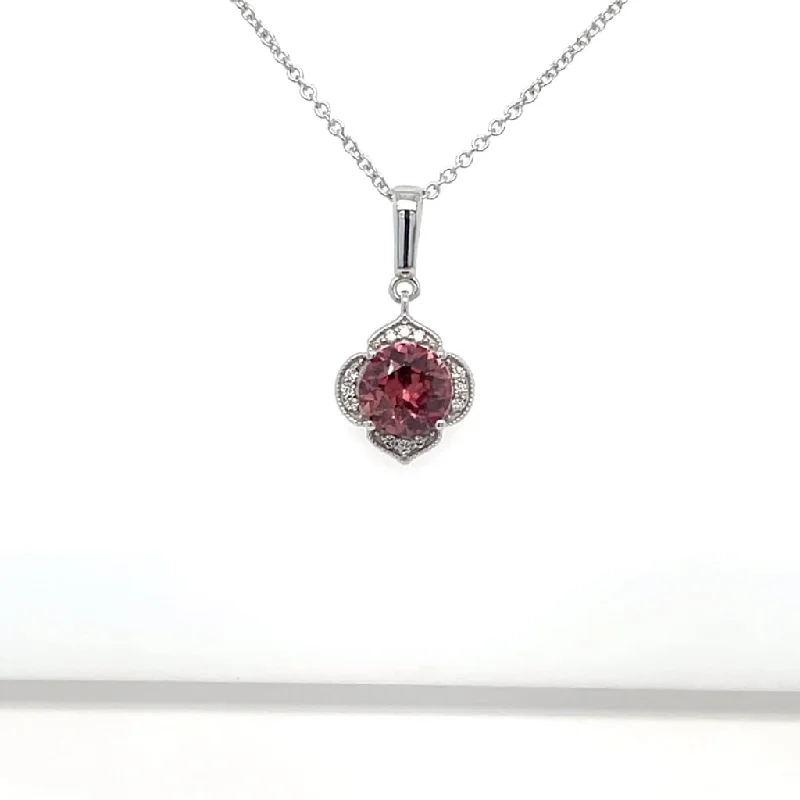 1.13 Orange Tanzanian Sapphire 14k White Gold Pendant With Accent Diamonds Regard Jewelry Austin Texas