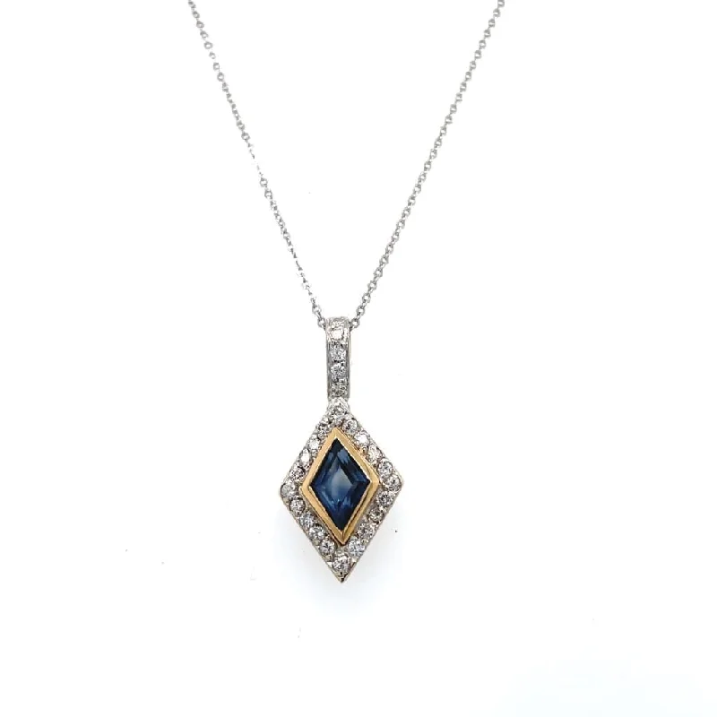 1.27 Carat Blue Sapphire and Diamond Pendant Regard Jewelry Austin, Texas