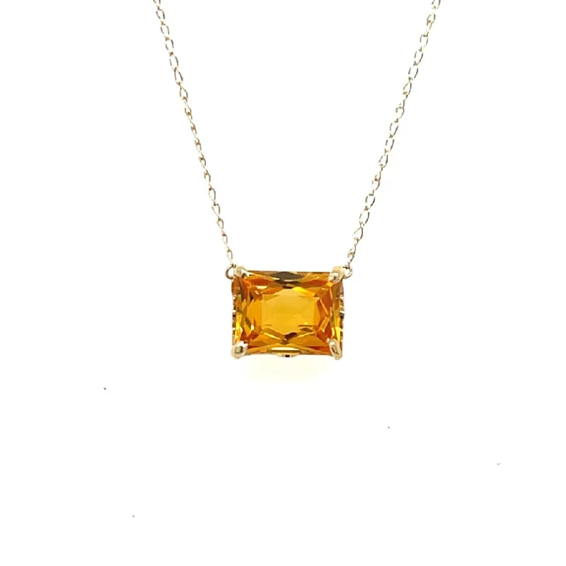 1.96 ct Radiant Cut Citrine Set 14k Yellow Gold Pendant Regard Jewelry Austin, Texas