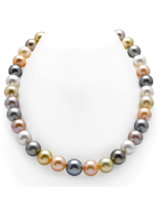 celestial star earrings stud Multi-Color Tahitian, Golden South Sea & Freshwater Pearl Necklace, 10.0-12.0mm - AAA Quality