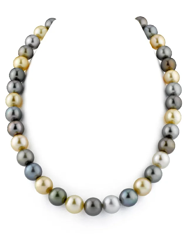 rustic wooden bead bracelet Multi-Color Black Tahitian & Golden South Sea Pearl Necklace, 10.0-12.0mm