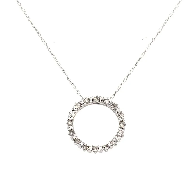 celestial crescent moon bracelet 10K White Gold Circle Diamond Pendant 1/4 CTW