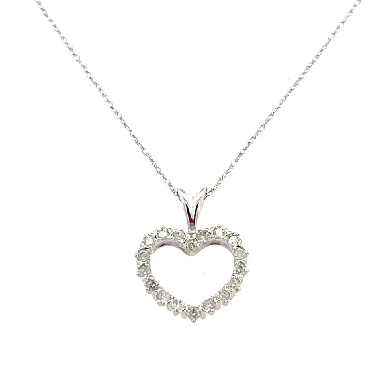 vintage-style diamond halo ring 10K White Gold Diamond Heart Pendant 1/4 CTW