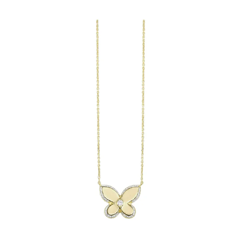 round-cut blue sapphire earrings 10K Yellow Gold and Diamond Butterfly Pendant 1/5 CTW