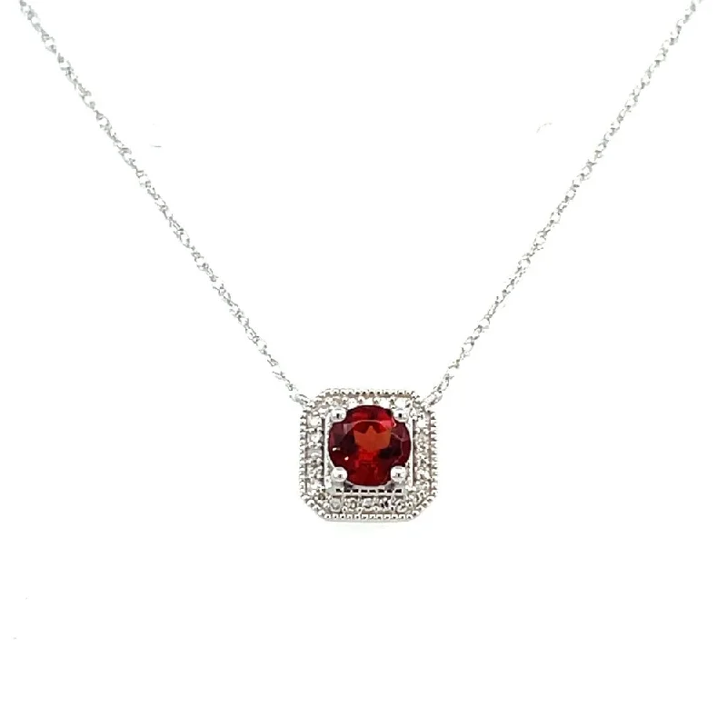 layered gold coin pendant necklace 10KW Garnet and Diamond Halo Style Necklace