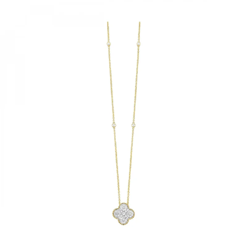 dainty sapphire gemstone bracelet 10KY Clover Diamond Cluster Pendant