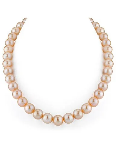 birthstone charm bracelet for mom 10.5-11.5mm Peach Freshwater Pearl Necklace - AAA Quality