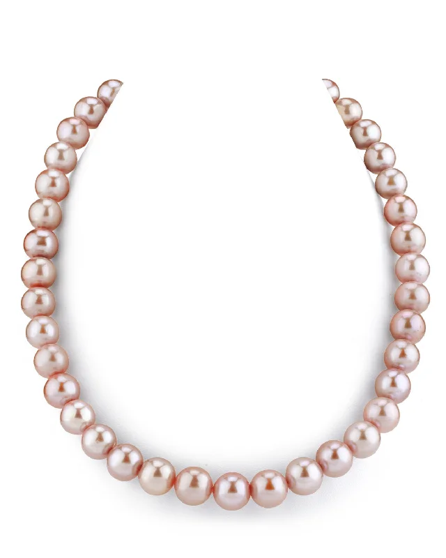 cubic zirconia stud earrings classic 10.5-11.5mm Pink Freshwater Pearl Necklace - AAA Quality