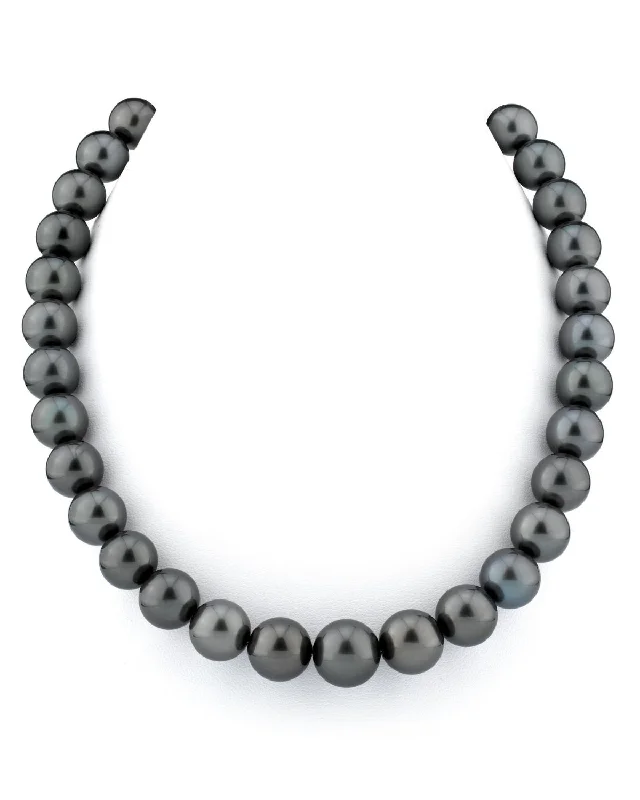 natural garnet gemstone ring True Round Black Tahitian Pearl Necklace, 11.0-13.0mm - AAA/Gem Quality