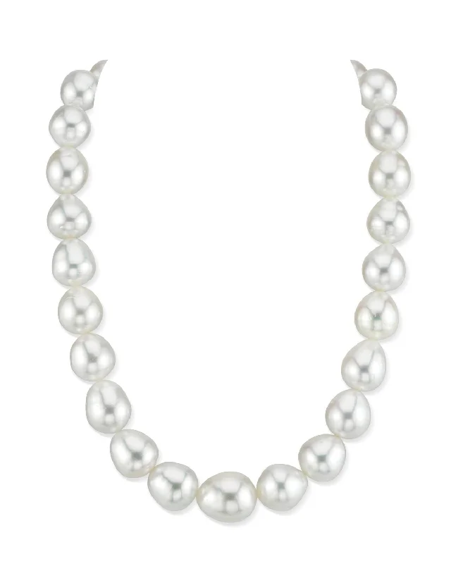 vintage pearl engagement ring 11-13mm White South Sea Drop Oval Pearl Necklace - AAA Quality