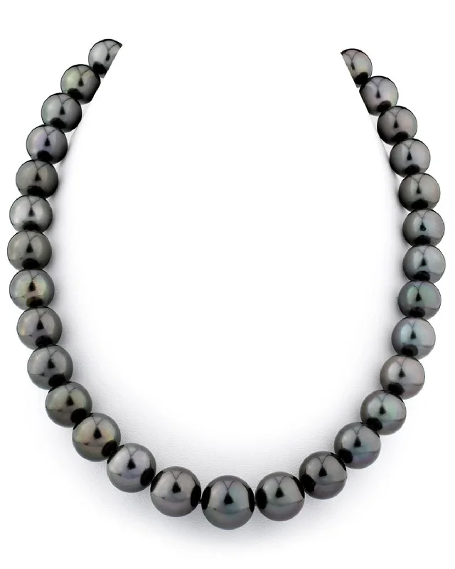 infinity couple’s ring matching set Tahitian True Round Pearl Necklace, 11.0-14.0mm - AAAA Quality