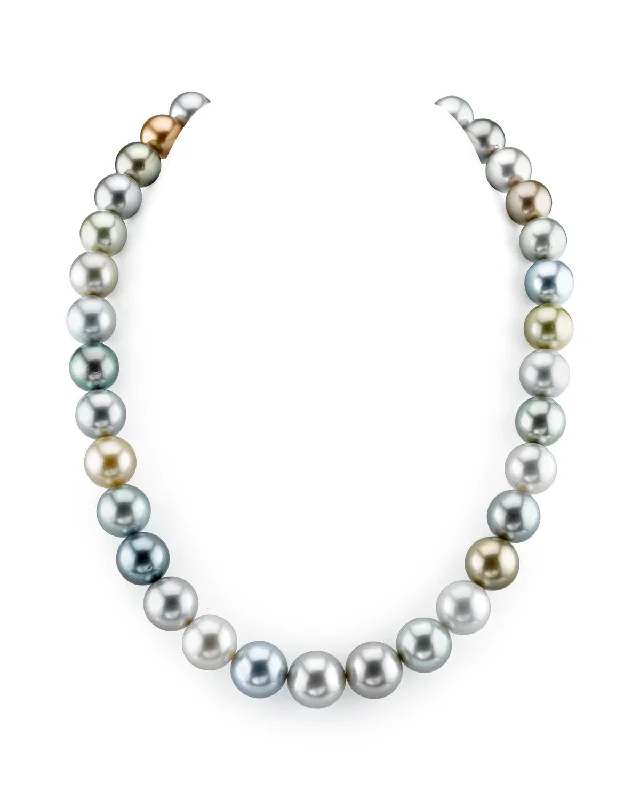 silver infinity knot ring Silvery Multi-Color Tahitian True Round Pearl Necklace, 12.0-14.0mm