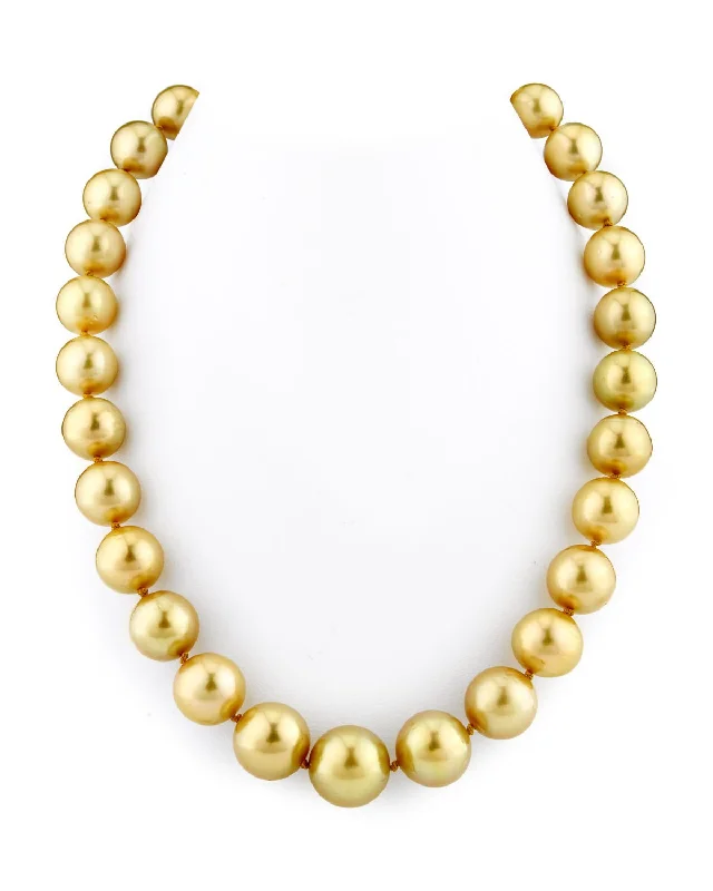 thin silver chain necklace Golden South Sea Pearl Necklace, 12.0-14.0mm - AAA Quality