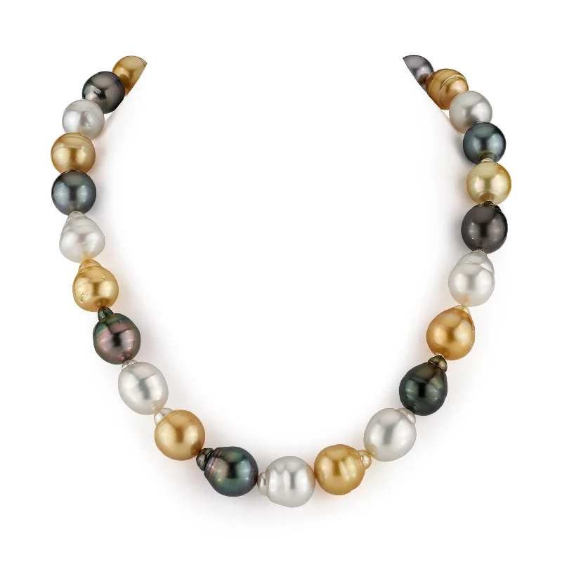 personalized gemstone pendant necklace Multicolor South Sea Baroque Pearl Necklace, 12.0-14.0mm - AAA Quality